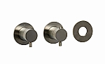 Blue Label Brondby inbouwthermostaat met 3-weg omstelling, inbouw + afbouwdeel, ronde rozetten, 1/2" aansluiting, geborsteld nikkel FK-CA22-H-BN