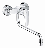 Grohe Eurosmart keukenkraan wandmodel m. koppelingen m. lage draaibare uitloop chroom 32224003
