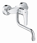 Grohe Eurosmart keukenkraan wandmodel m. koppelingen m. onderuitloop chroom 31391003