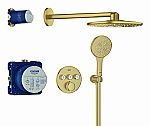 Grohe Grohtherm SmartControl comfortset m. afbouwdeel rond v. inb. douchekraan therm. + SmartBox m. hoofddouche �310 en handdouche brushed cool sunrise 34863GN0