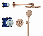 Grohe Grohtherm SmartControl comfortset m. afbouwdeel rond v. inb. douchekraan therm. + SmartBox m. hoofddouche �310 en handdouche brushed warm sunset 34863DL0