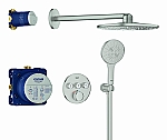 Grohe Grohtherm SmartControl comfortset m. afbouwdeel rond v. inb. douchekraan therm. + SmartBox m. hoofddouche �310 en handdouche supersteel 34863DC0