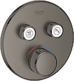 Grohe SmartControl afbouwdeel v. inbouwkraan thermostatisch m. omstel v. 2 functies rond brushed hard graphite 29119AL0