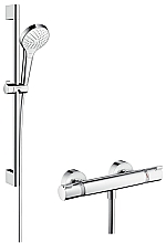 Hansgrohe Croma Select S douchecombinatie m. glijstangset m. Croma Select S Vario handdouche 65cm HOH=15cm m. Ecostat Comfort douchethermostaat wit/chroom 27013400