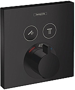 Hansgrohe ShowerSelect afbouwdeel v. inbouwkraan thermostatisch v. 2 douchefuncties m. start/stop-kraan mat zwart 15763670