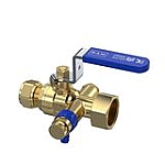 Raminex RAM kogelkraan m. aftapgelegenheid knelxwartel 22x3/4" dn15 kiwa hendel blauw 282954