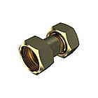 Raminex watermeterkoppeling, 3-delig, DN15, 3/4" x 3/4", 2x wartelmoer, l=37 mm, vlakdichtend, messing 20019