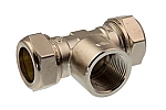 VSH Super vernikkeld T-stuk 22 mm x 1/2" x 22 mm knel x binnendraad x knel 0875732