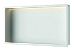 Luca Sanitair Inbouwnis 60x30x6,5cm in RVS met LED verlichting (3000 kelvin) en transformator IP67 Mat wit