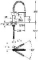 Grohe Get keukenmengkraan professionele spray 30361000 maattekening 2