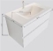 Blue Label Annika onderbouwkast met keramische wastafel Denia midden, 2x lade, 1x kraangat, hxbxd 500x800x450mm, hout gewassen eik