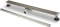 Blue Label Slimline RVS douchegoot 70 cm m. flens, geborsteld RVS rooster, sifon, waterdicht membraan, m. zijuitloop SD70VSLBR